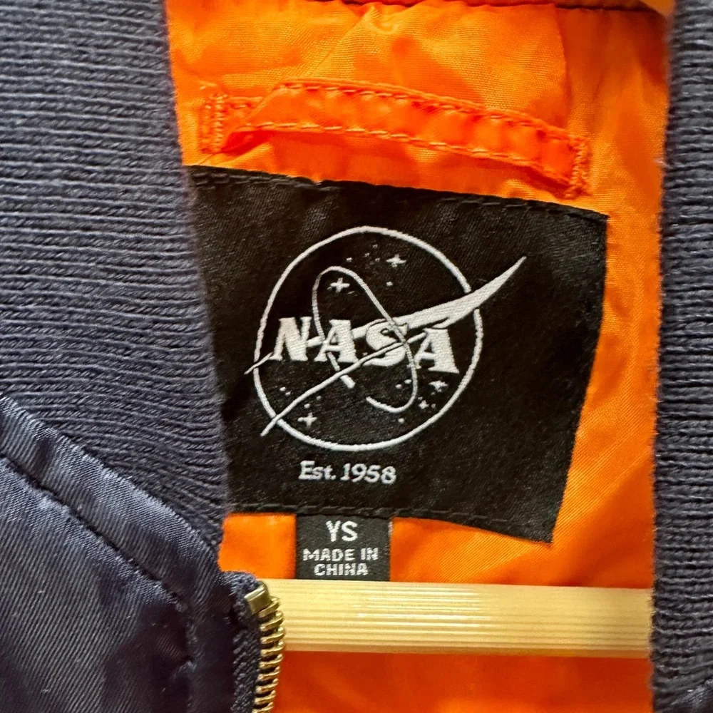 NWT NASA MA-1 Flight Jacket Bravo Series by Burks Bay Navy Bomber Unisex Youth S